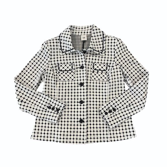 CAbi Women's Black & White/Off 60's Retro Lattice Teatime Jacket/Blazer - SIZE S - Picture 1 of 10